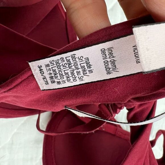 Victoria's Secret Women's Lined Demi Bra Red 34D T-Shirt Style - Picture 7 of 8